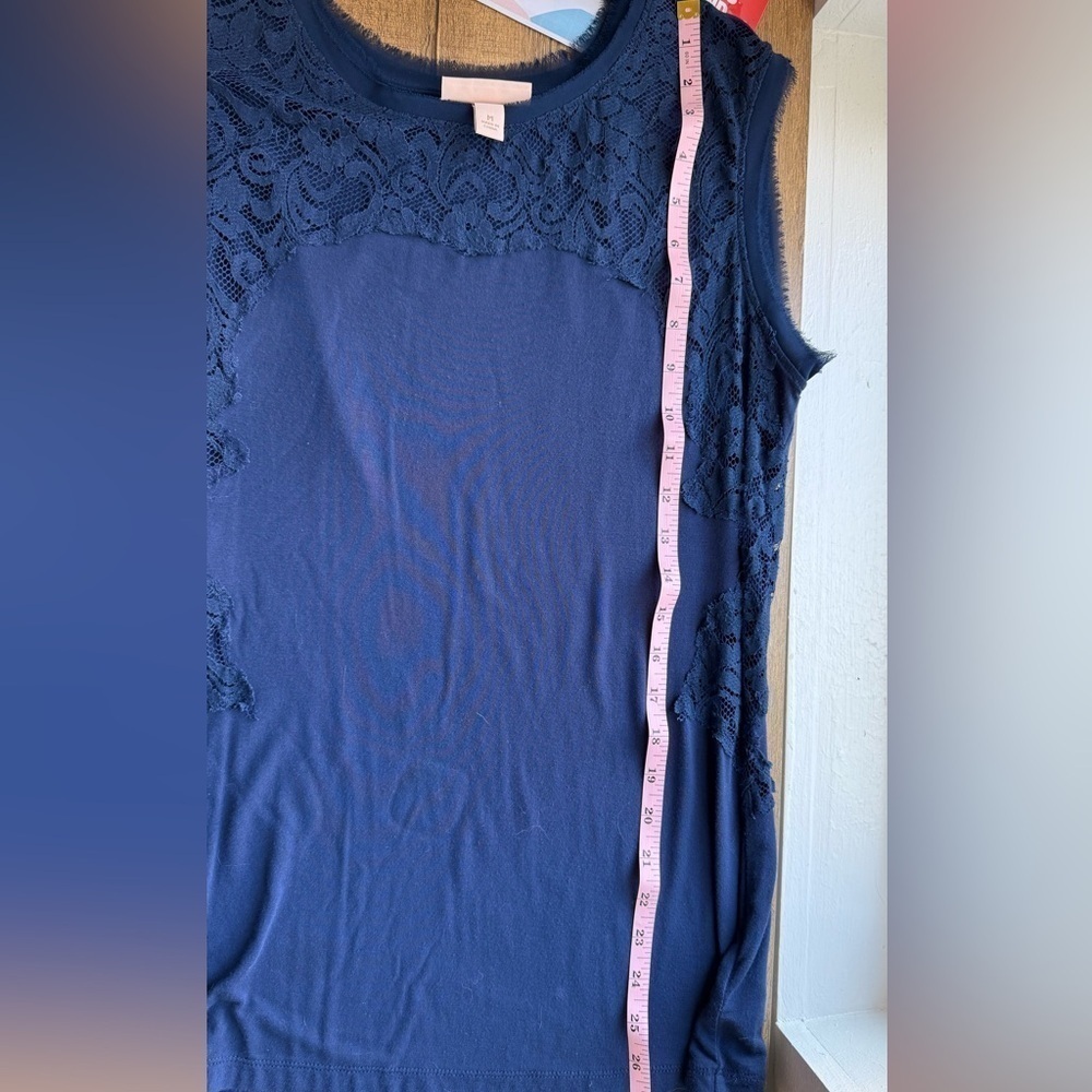 Alberta Ferretti Navy Blue Lace Sleeveless Top size M - Picture 6 of 6